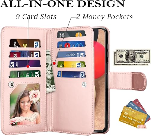 Miniatura 10 de Funda para Galaxy A13 5G, funda tipo cartera para Galaxy A13 5G, piel sintética Takfox 9 ranuras para tarjetas Funda magnética desmontable para