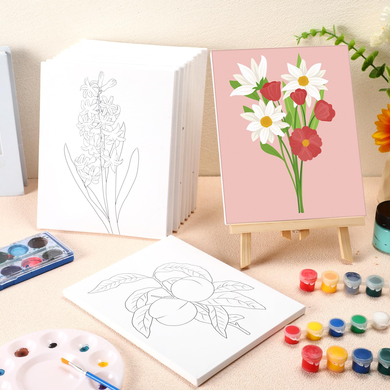 Set Di 4 Tele Prestampate WEBEEDY Con Animali – 20x25 Cm – Pittura Per Adulti E Bambini Con Colori E Pennelli Inclusi - 6
