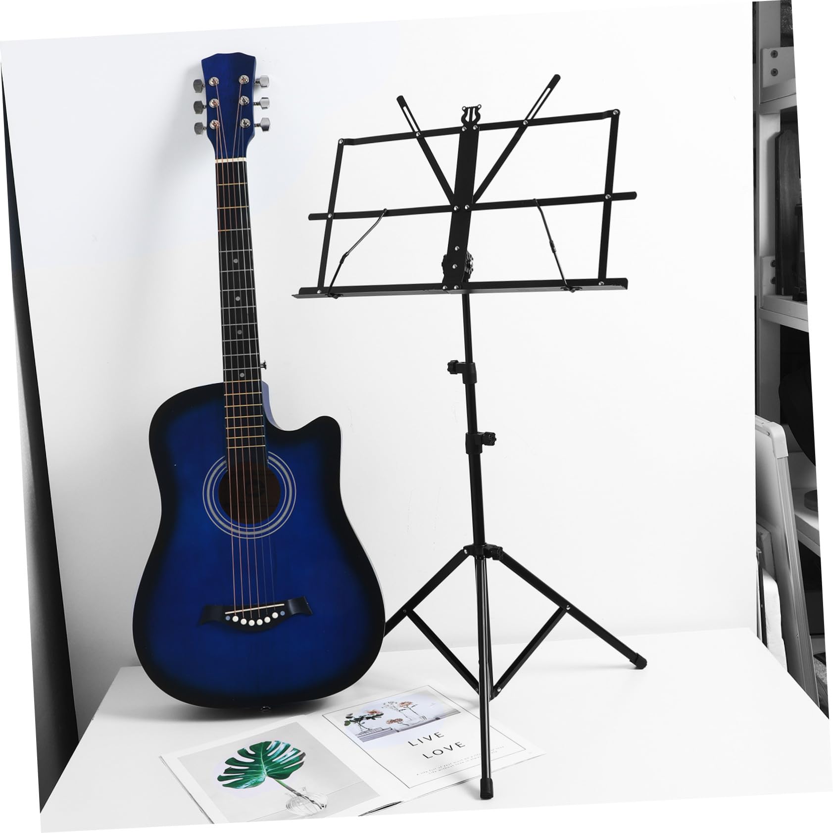 HANABASS Leggio Spartiti Pieghevole Regolabile Base Stabile Supporto Portatile per Spartiti e Libri Musicali Salvaspazio e Robusto per Scuola e Concerti