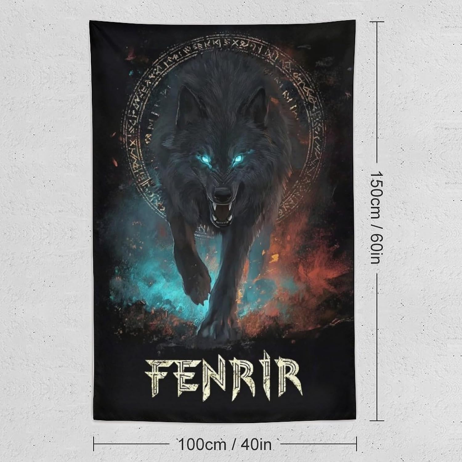 JYOUQOC Wolf Black Animal Mysterious Tapestry Large Wall Art Decor Wall Hanging Flag Backdrop for Living Room Dorm Office Bedroom 40"×60"