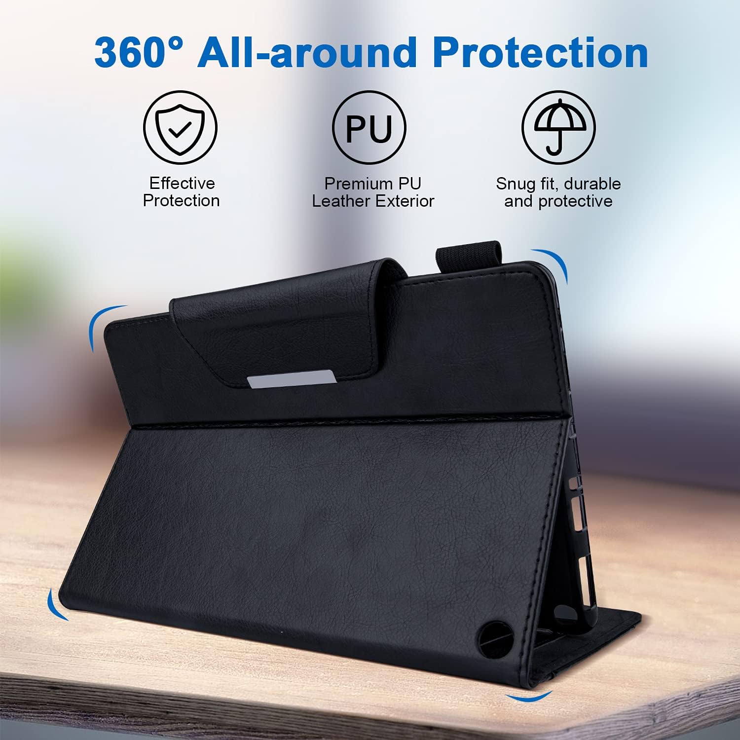 JZCreater Kindle Fire HD 10/HD 10 Plus Tablet Case (Only Compatible with 11th Generation, 2021 Release), Premium PU Leather Lightweight Slim Smart Stand Cover with Auto Wake/Sleep, Black