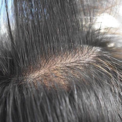 Miniatura 5 de Tupé para hombre, línea capilar natural, color gris, sistema de cabello humano real para hombres, postizo marrón con bucle en V para hombres, 8 x