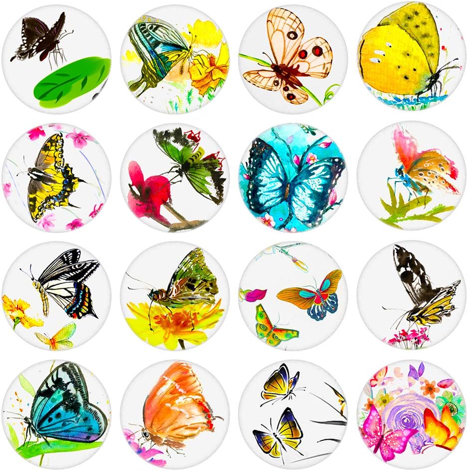 Aligle 16pcs Beautiful Glass Refrigerator Magnets Insect Fridge stickers Funny for Office Cabinets Whiteboards Decorative Photo Abstract Butterfly