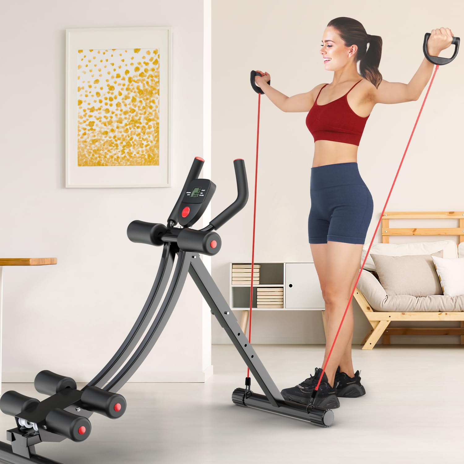 Ab Workout Equipment, Adjustable Ab Machine Full Body Workout for Home Gym, Efficien Curve Track Training Exercise Equipment for Body Shaping