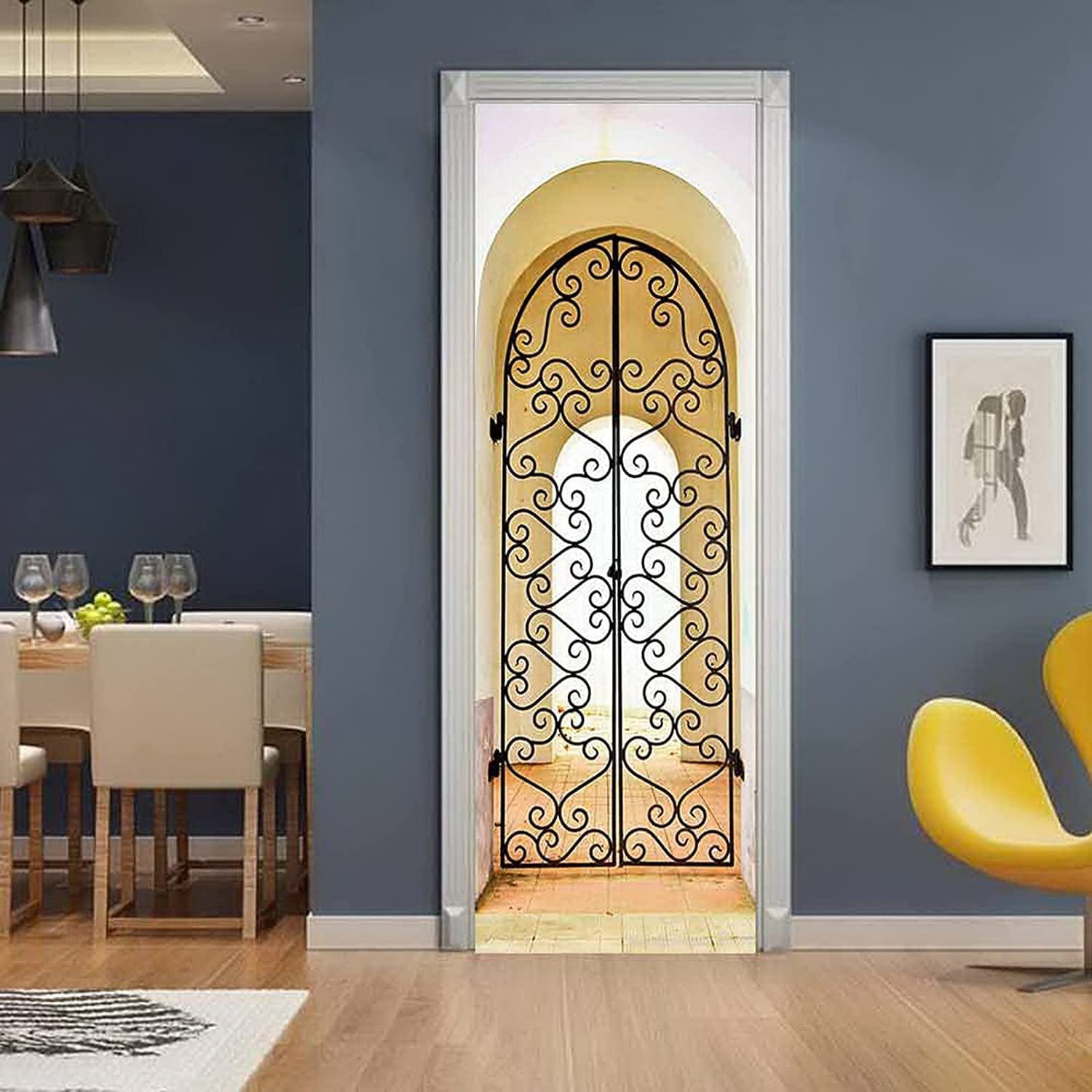 2 Pièces Décoration Murale En Métal Pour Dessus De Porte - Motif Dentelle De Rose Noir - Pour Chambre, Salon, Salle De Bain - Revêtement Anti-rouille - 5