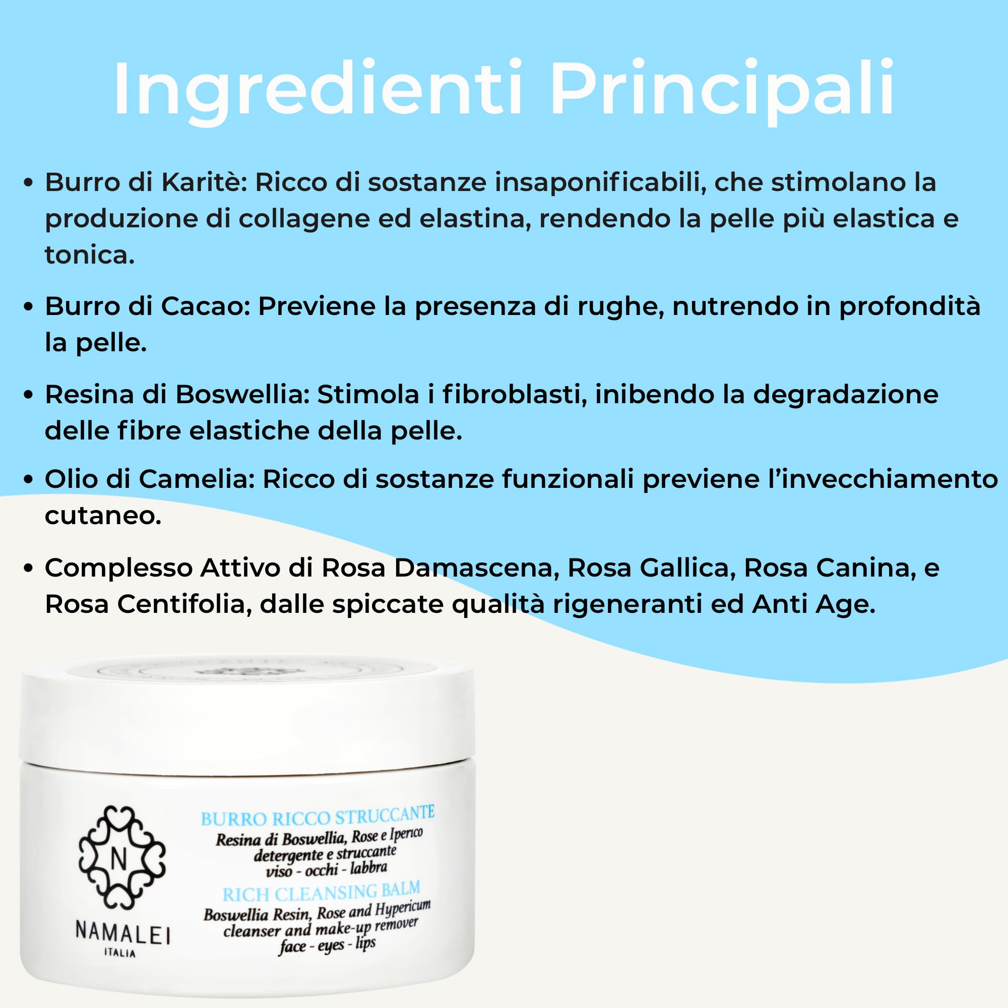 Burro Ricco Struccante Resina di Boswellia, Iperico e Rose, Detergente Viso Occhi e Labbra, 200 ML