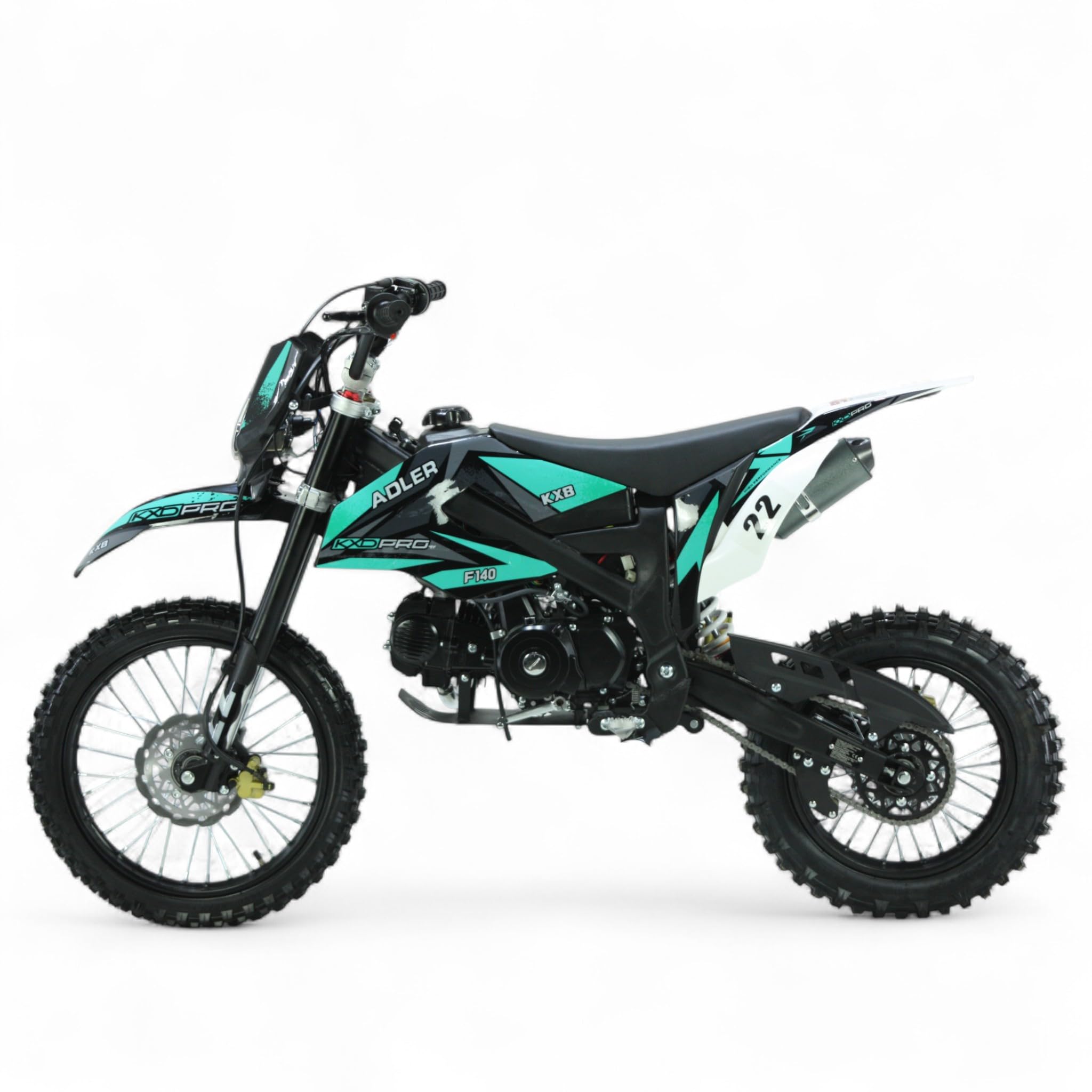 KXD 612 Adler 140CC 17″ 14″ Adler 140ccm Dirt Bike Cross Bike E&K Motor Bike mit Scheinwerfer Cross Bike Offroad-Power Motor 90 km/h Türkis