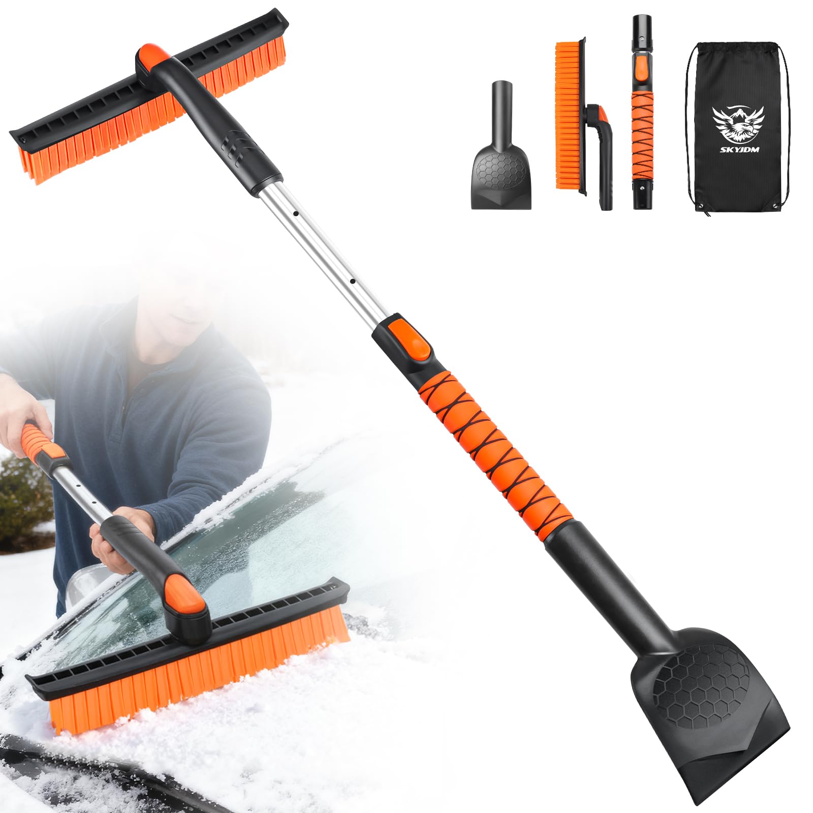 45.7" Extendable Scratch-Free Snow Brush &amp; Ice Scraper for Car Windshield