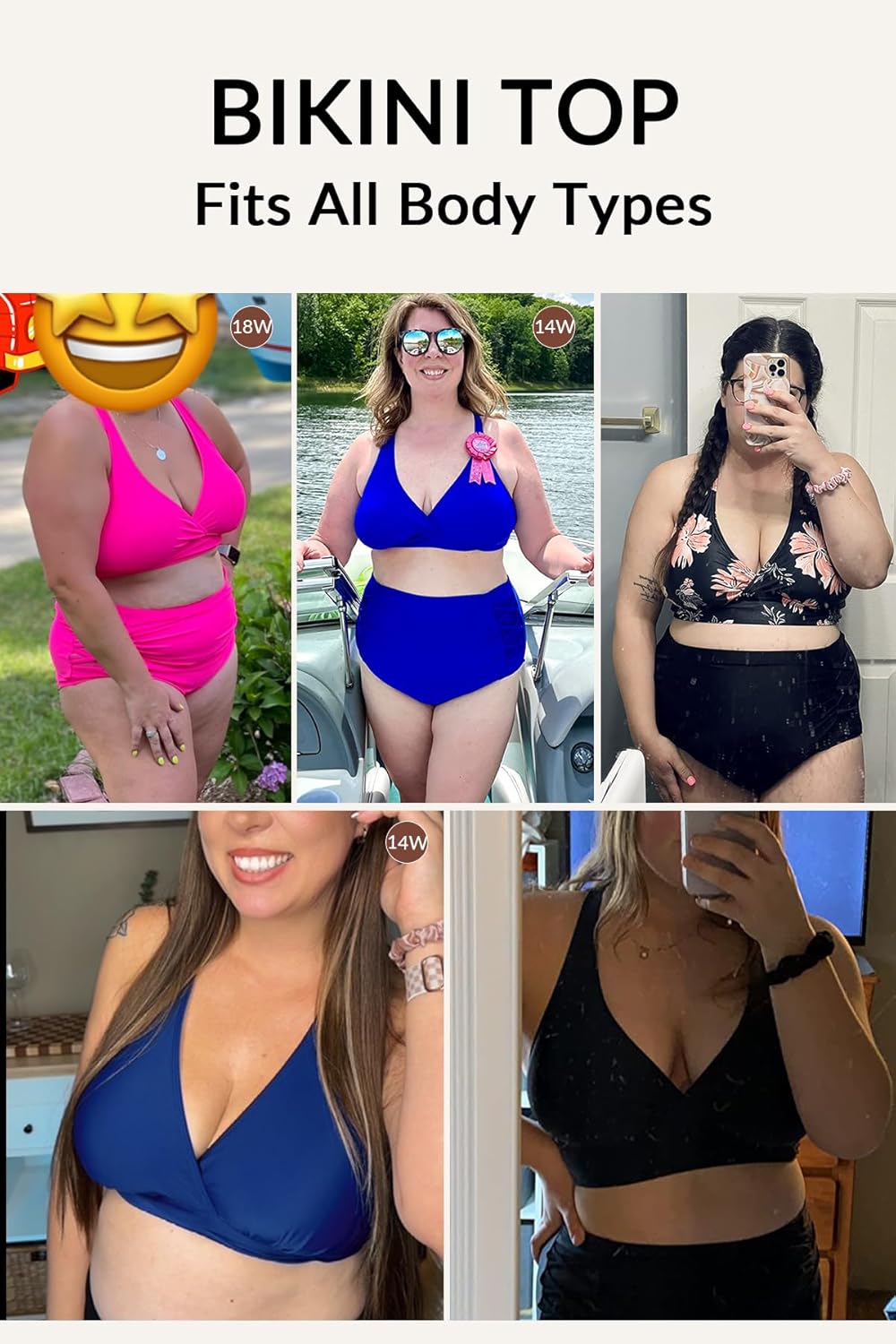 Yonique Women Plus Size Bikini Top Large Bust Swim Top Full Coverage Swimsuit Sport Bra Bathing Suit - Image 6