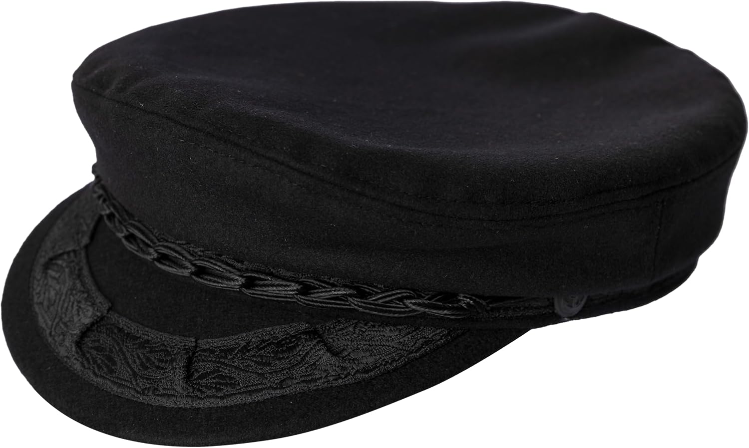 Aegean Authentic Greek Fisherman's Cap - Wool - Black - 7 3/8 - (23 1/4 Inches - 59 cm)