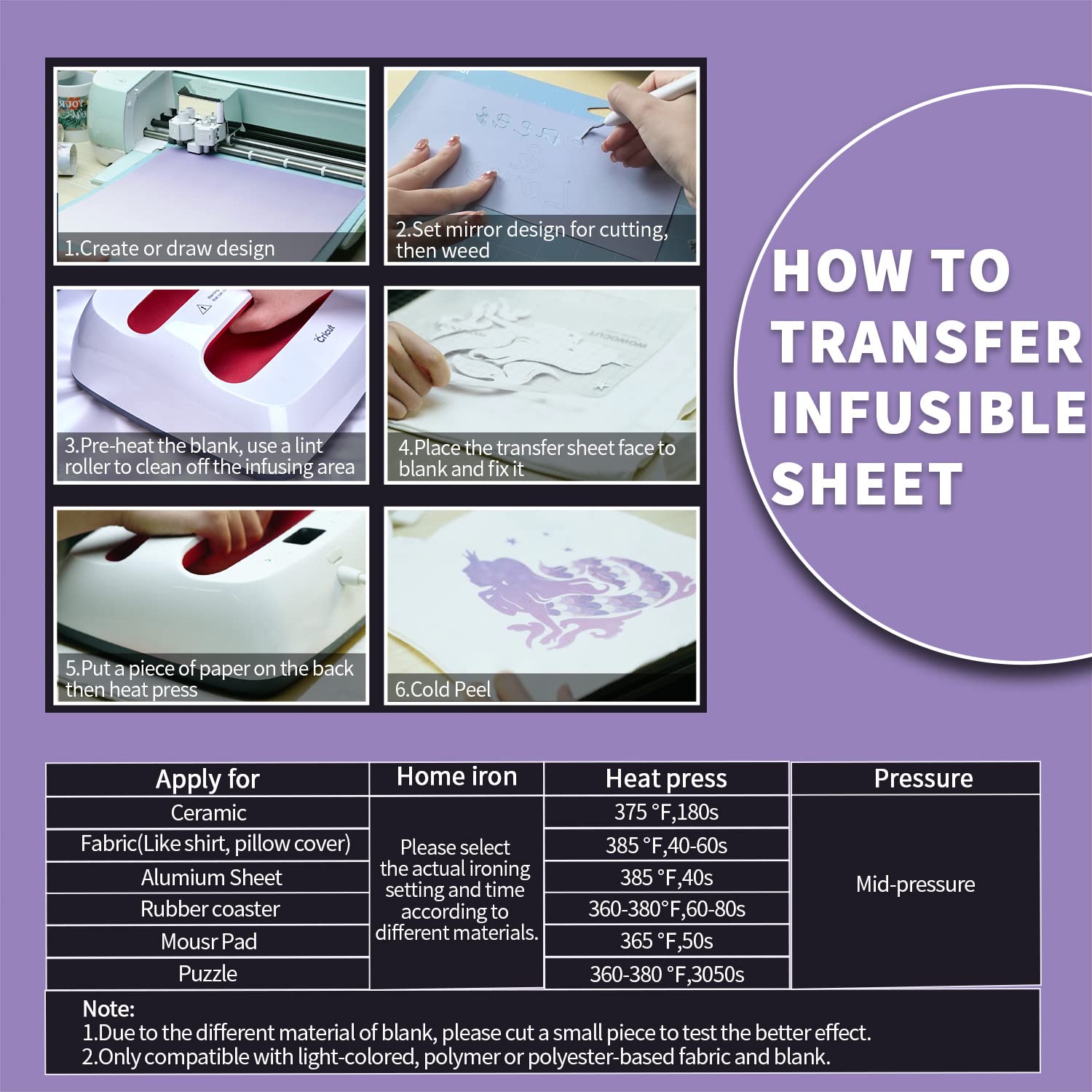 LUCKIGUCK Infusible Transfer Ink Sheets 14 Stück/Set, Vorgedrucktes gefärbtes Sublimationspapier