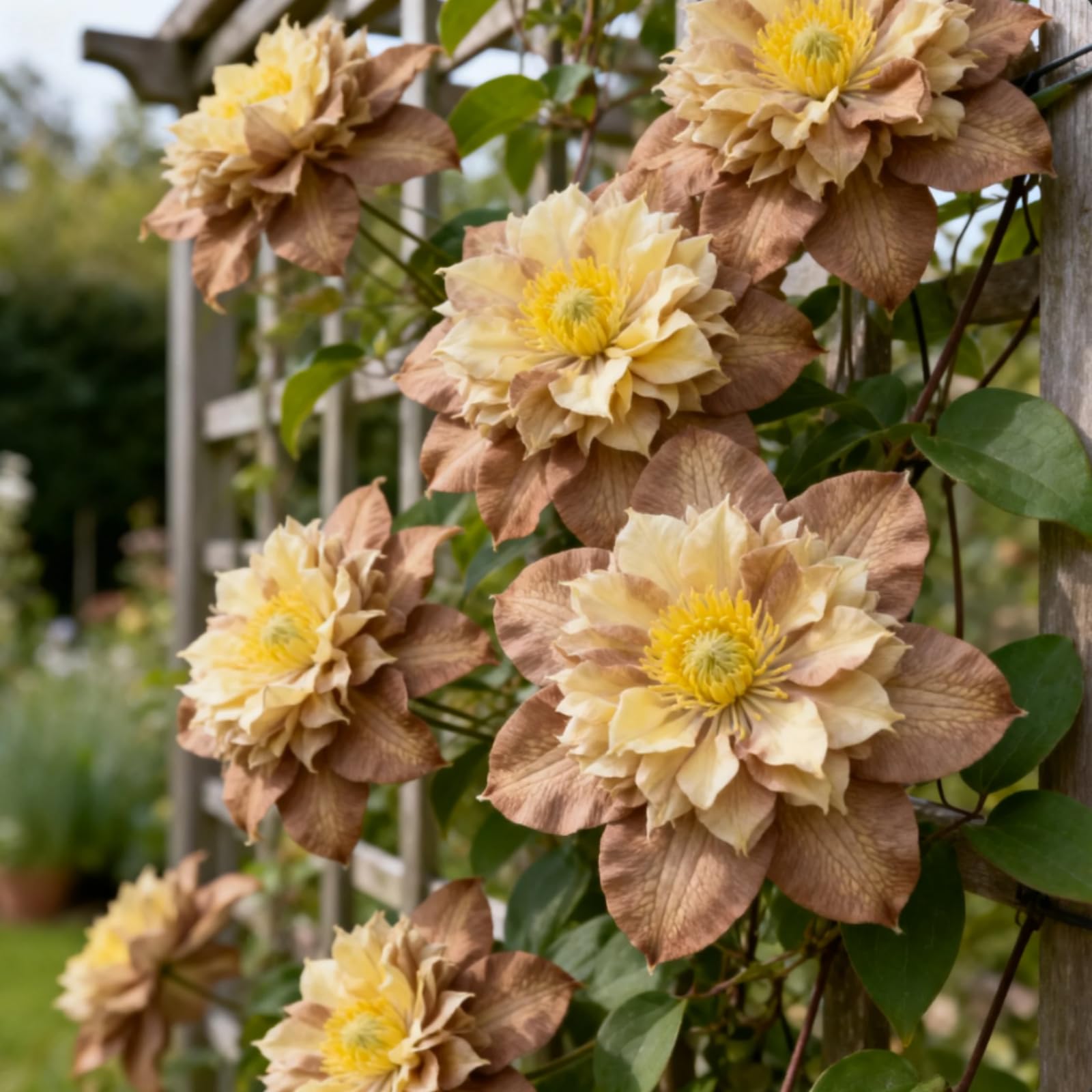Hardy Perennial Clematis Roots, Vigorous Climbing Growth, Ideal for Trellis Fence & Wall Display-4 Bulbs-H