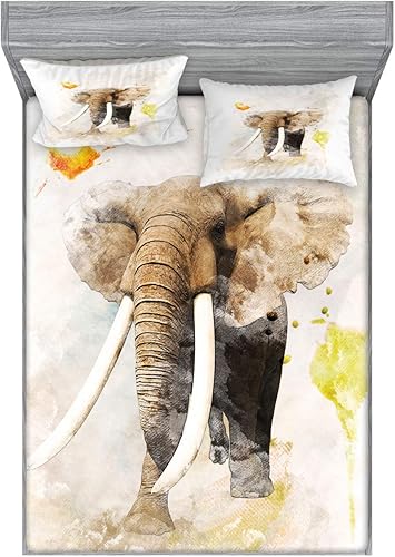 Miniatura 45 de Ambesonne Juego de sábanas bajeras y fundas de almohada, diseño retro de los videojuegos con botones de joystick vintage de los años 80 y 90, diseño