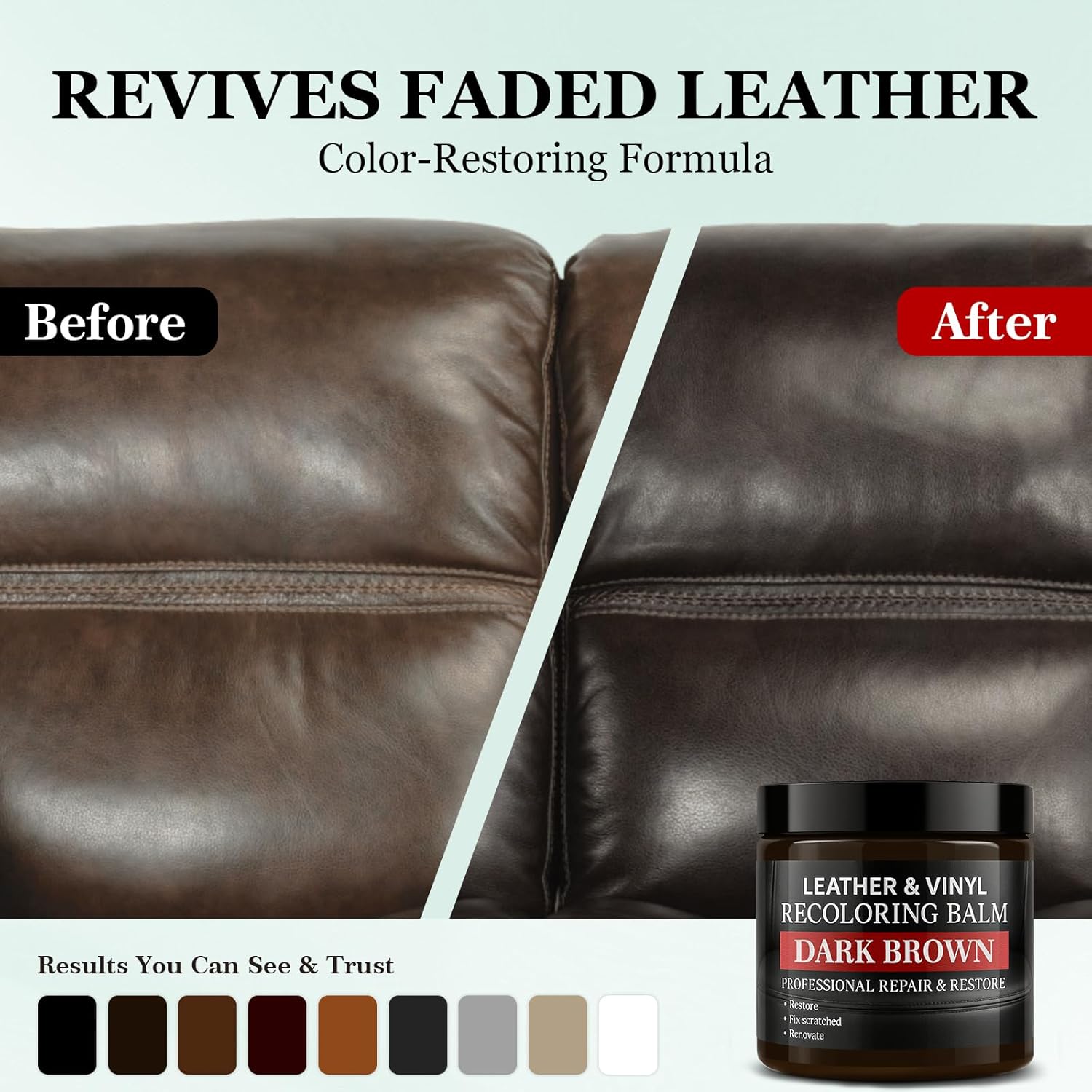 Leather Color Restorer, Recoloring Balm, Scratch Remover, Dye, Paint, Repair Kit for Furniture, Couches, Car Seats, Shoes, Bags, Tan - Image 3