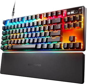 SteelSeries Apex Pro TKL - HyperMagnetic Gaming Keyboard - Adjustable Actuation - Esports Tenkeyless - OLED Screen - PBT Keycaps - USB-C - 2023 Edition - American QWERTY Layout - TKL