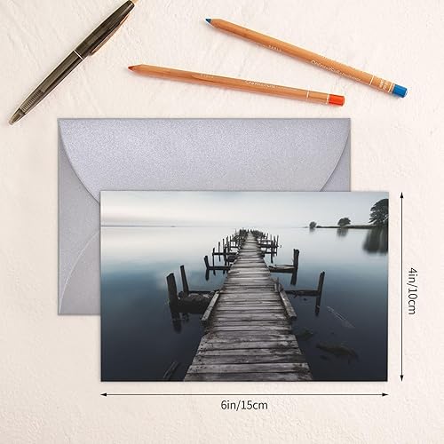 Miniatura 3 de NONHAI Greetings Cards with Envelopes Thinking of You Card Old Wood Pier Above Calm Water Blank Note Card All Occasion Greeting Cards for Birthday,