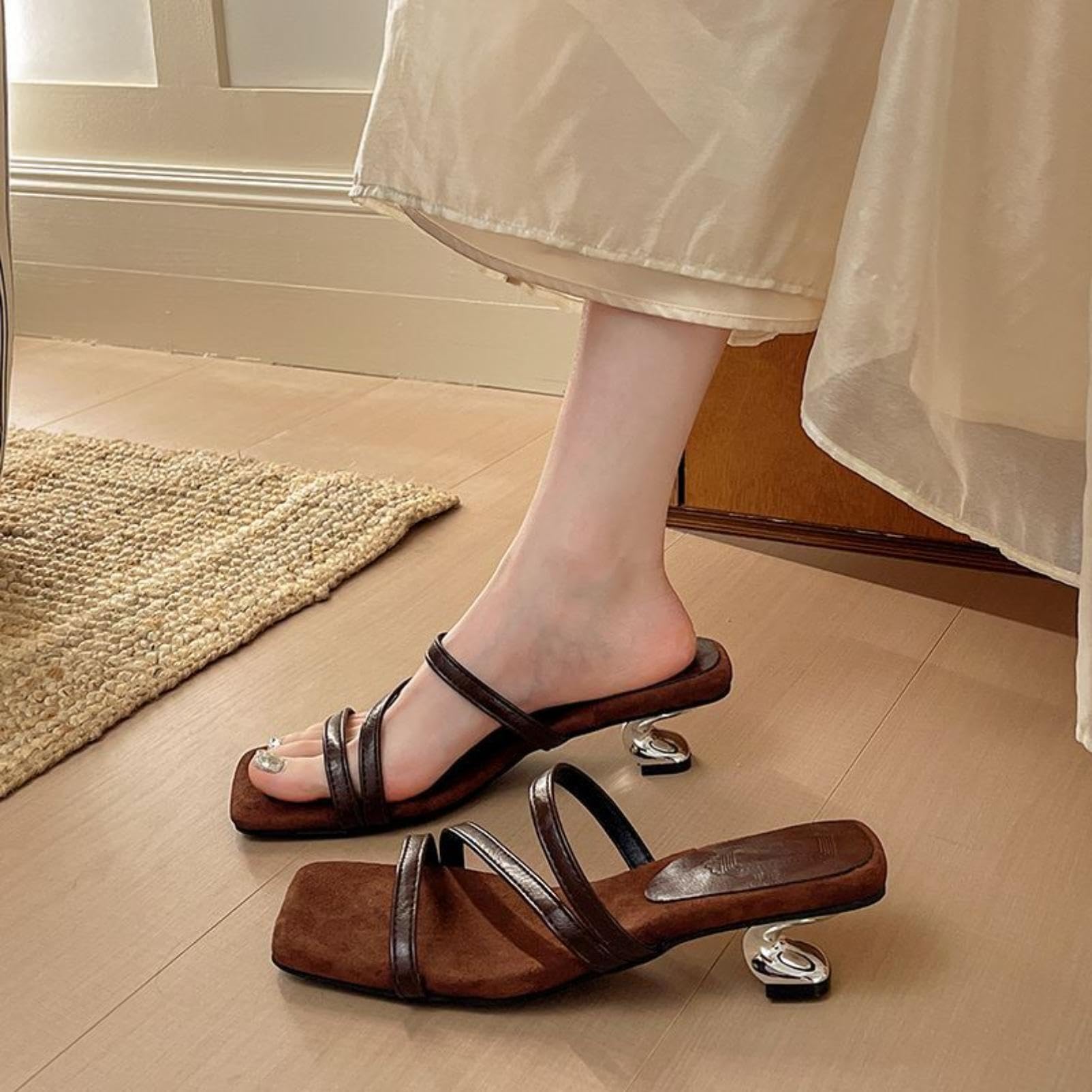 Generico Sandali Mule Slip On Donna Punta Quadrata Tomaia