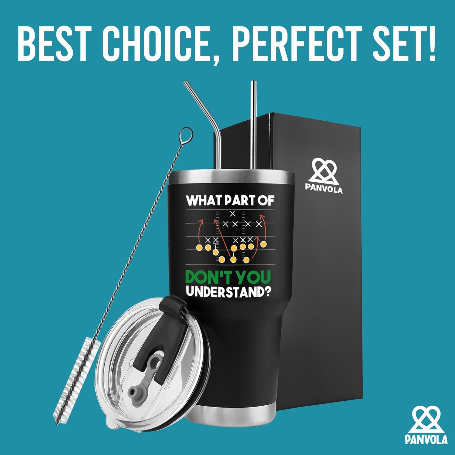 Panvola What Part Of Don’t You Understand Football Gifts For Coach Trainor Team Players Vacuum Insulated Tumbler Stainless Steel Travel Mug with Lid and Straw (30 oz) - Image 6