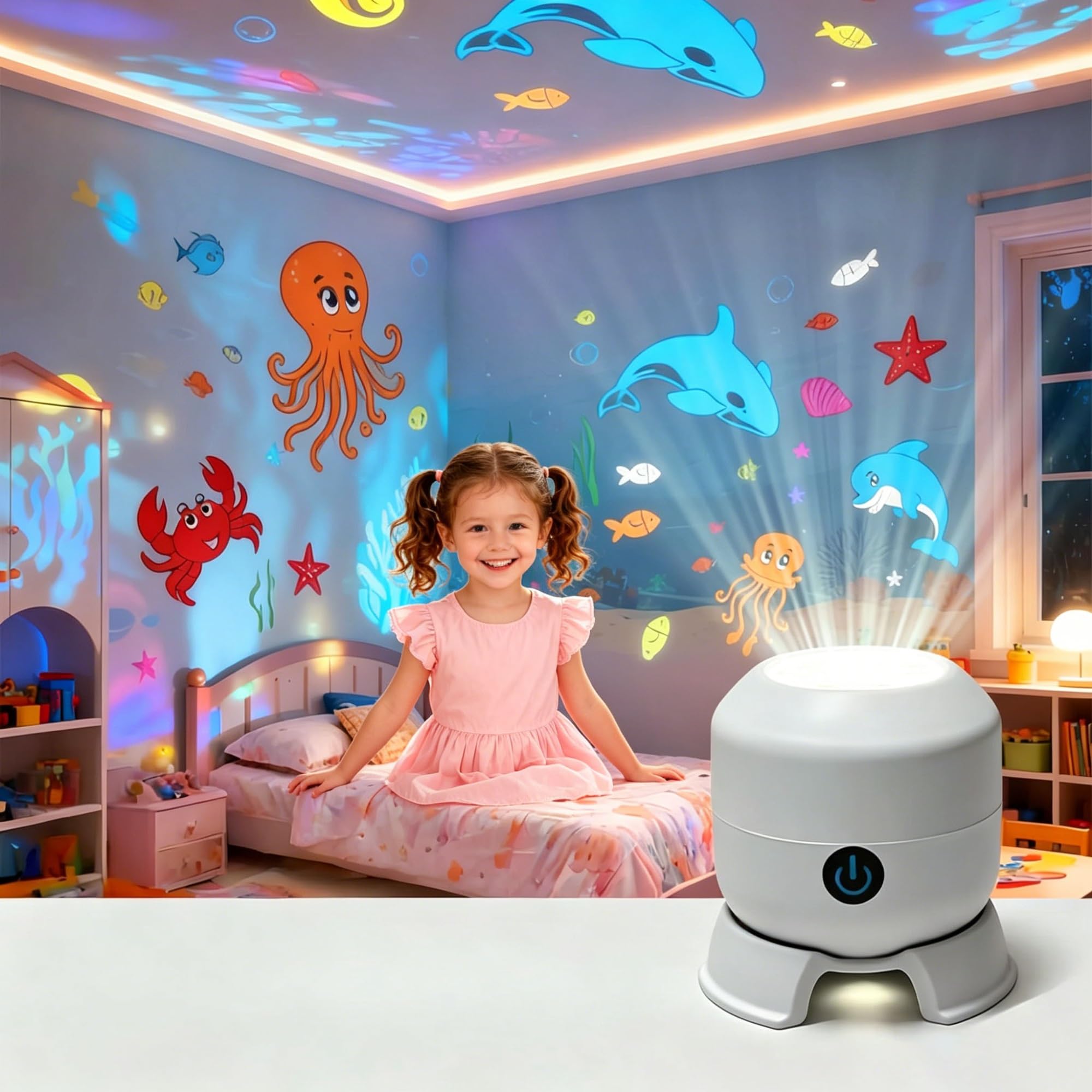 2026 Dynamic Rotating LED Headlight, LED Projector Underwater World, 360° Rotatable, Adjustable Brightness, Perfect for Relaxing, Meditating, Gifts for Boys / Girls (Ocean)