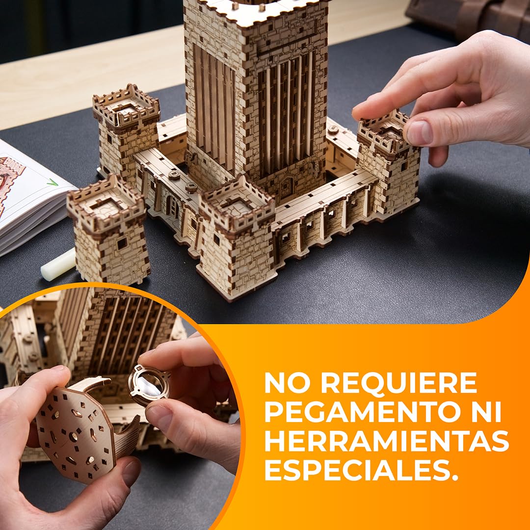 UGEARS Faro de Alejandría 3D Puzzle - Kits de Bricolaje para Adultos Puzzles 3D de Madera para Adultos con Luz LED Nocturna - Kits de Construcción de Modelos Puzzle de Madera Regalo - 340 Piezas