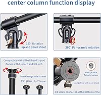 Vista 4 de Brazo de extensión de trípode de aluminio de 41 pulgadas, brazo de columna central horizontal retráctil con scerws de 1/4 pulgadas y 3/8 pulgadas