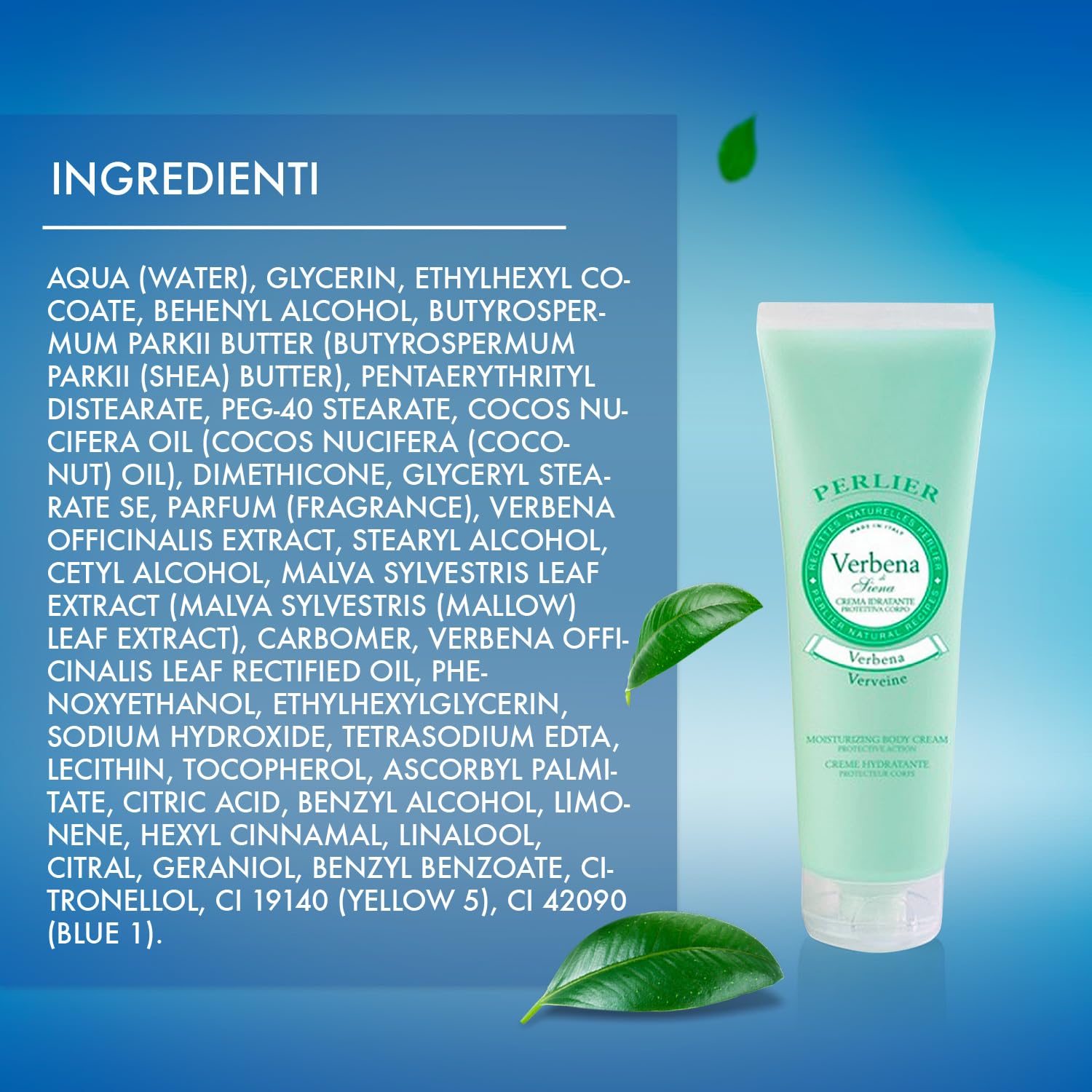 Perlier Verbena Crema Idratante Corpo Moisturizing Body Cream 250ml 8.4 fl. oz. Made in Italy [Italian Import]