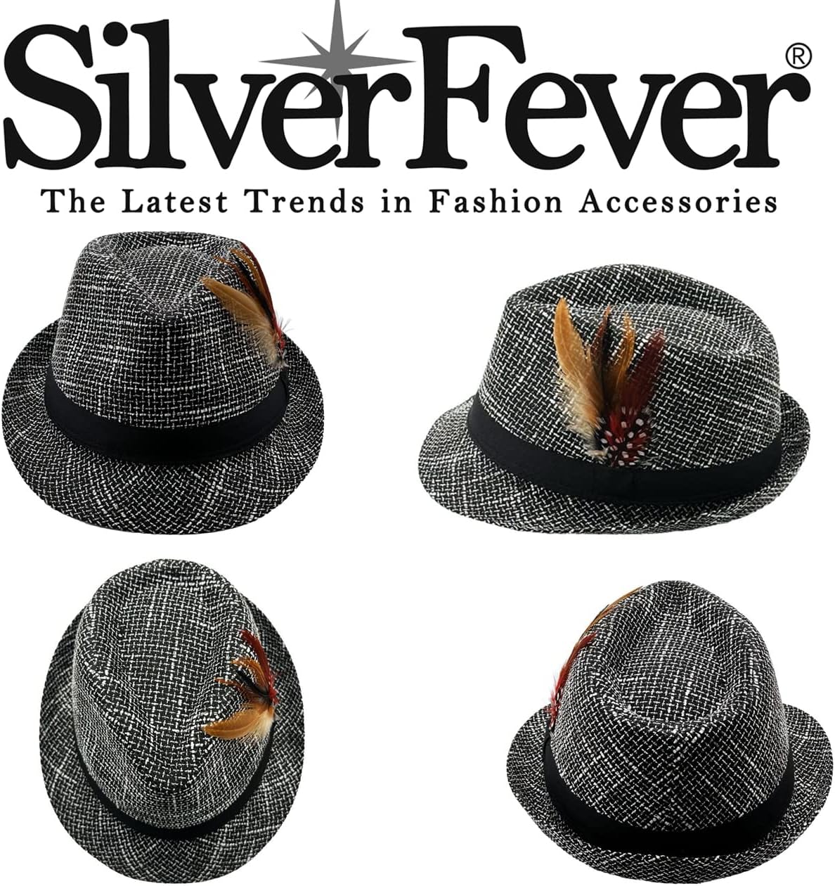 SILVERFEVER Fedora Hat with Feathers Gatsby Holiday Octoberfast Bavarian Alpine Trlbe Dress Up Gatsby Hats