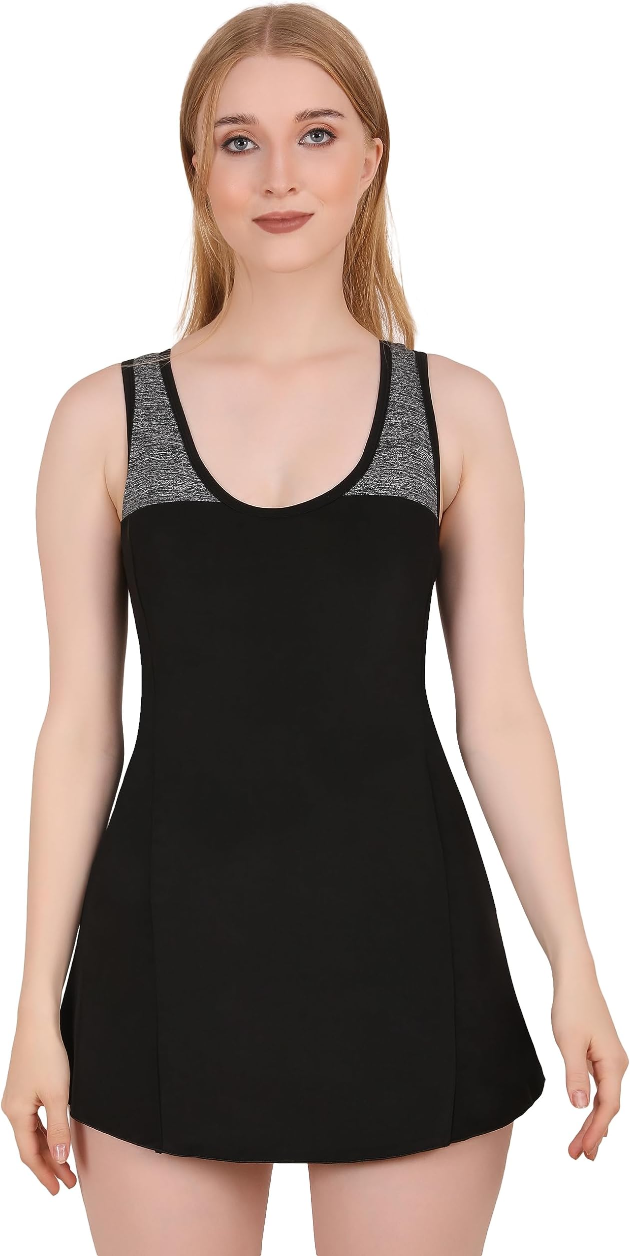 CREVOX A - Line Solid Black Swim Suit with Printed Strips | Padded | Swimwear for Women | 100% Nylon