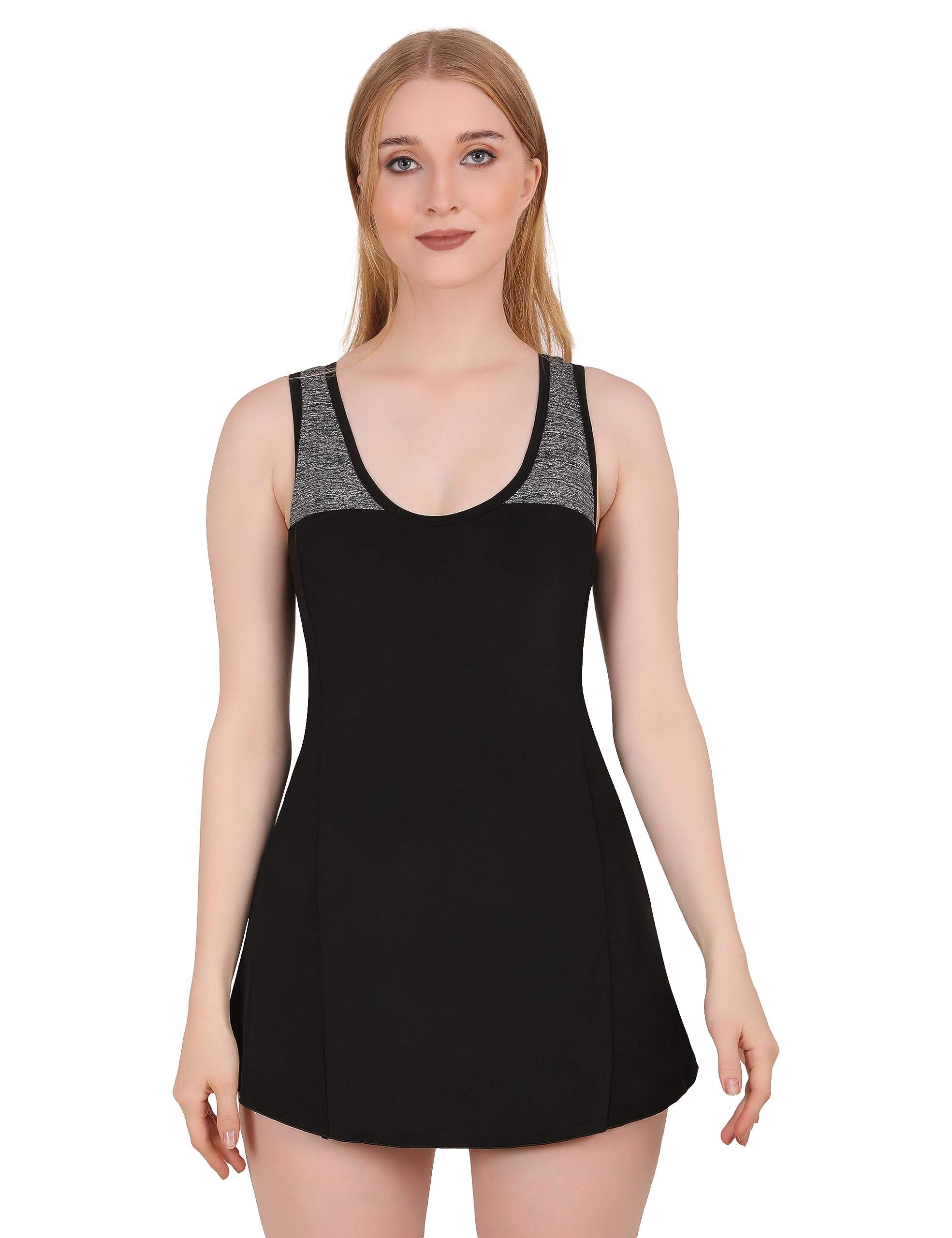 CREVOXA - Line Solid Black Swim Suit with Printed Strips | Padded | Swimwear for Women | 100% Nylon