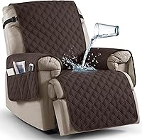 Vista 20 de Ruaozz Funda para silla reclinable 100% impermeable, antideslizante, funda de asiento para silla reclinable, lavable, con correas elásticas para Vino