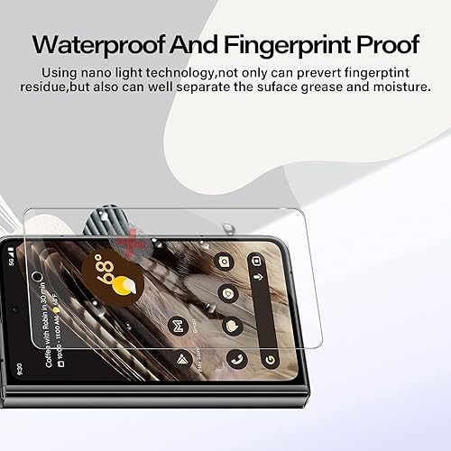 Miniatura 4 de Protector de pantalla de vidrio templado Pixel Fold + protector de lente de cámara 2 + 2 unidades desbloqueo de huellas dactilares antiarañazos