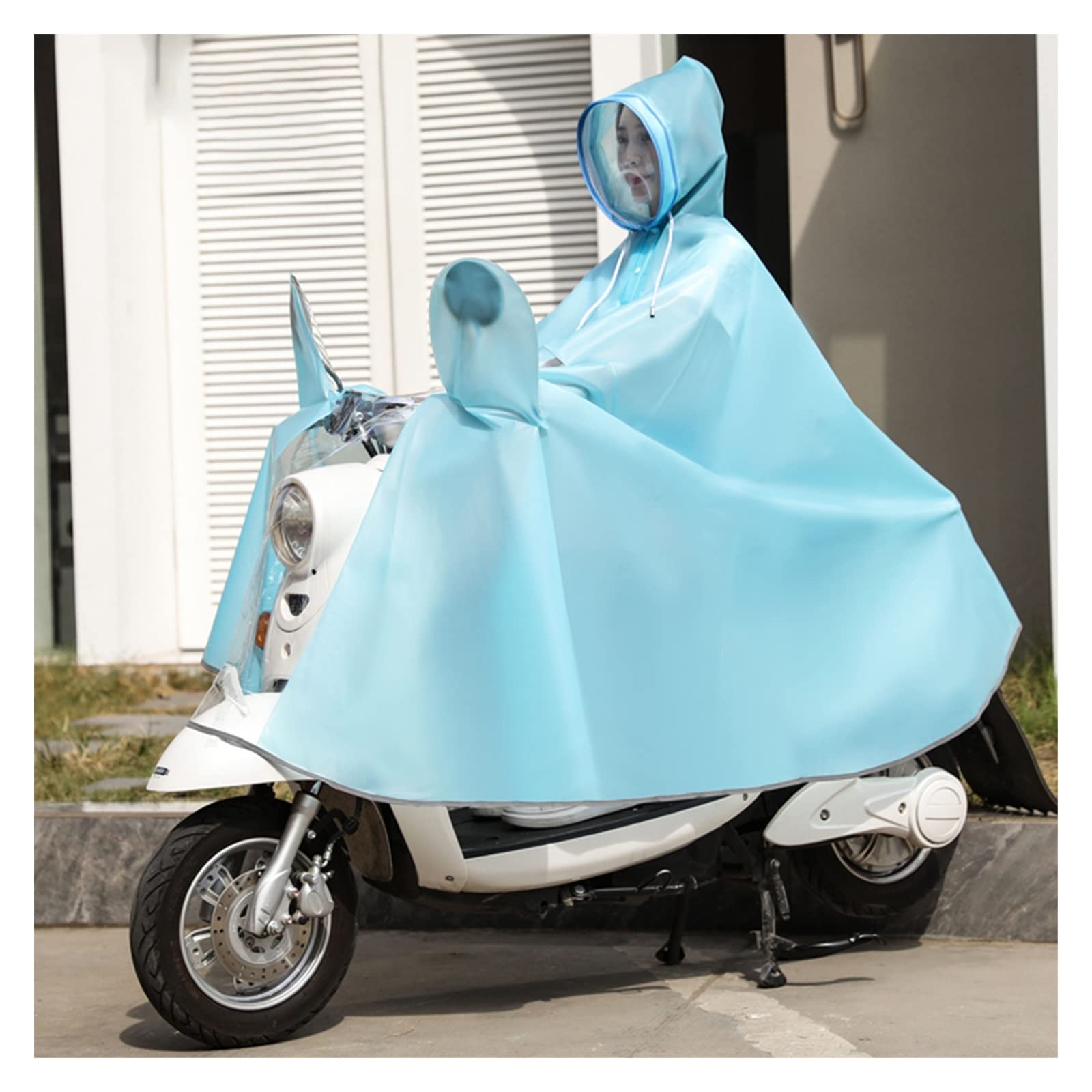 YUZGUHEY Window Handles, Cycle rain Cape,Womens Ponchos, One Size Windproof Unisex Rain, for Bike, Ebike, Motorcycle, Mobility Scooter Poncho Cover(Blue,With mirror)