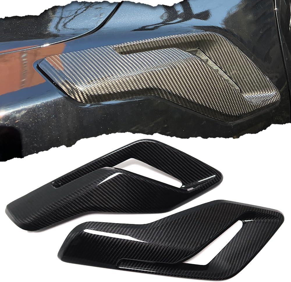 Car Body Fender Vent Cover for Ford F-150 F150 Raptor R Only 2021 2022 2023 2024,Genuine Carbon Front Fender Vent Scoop Hood