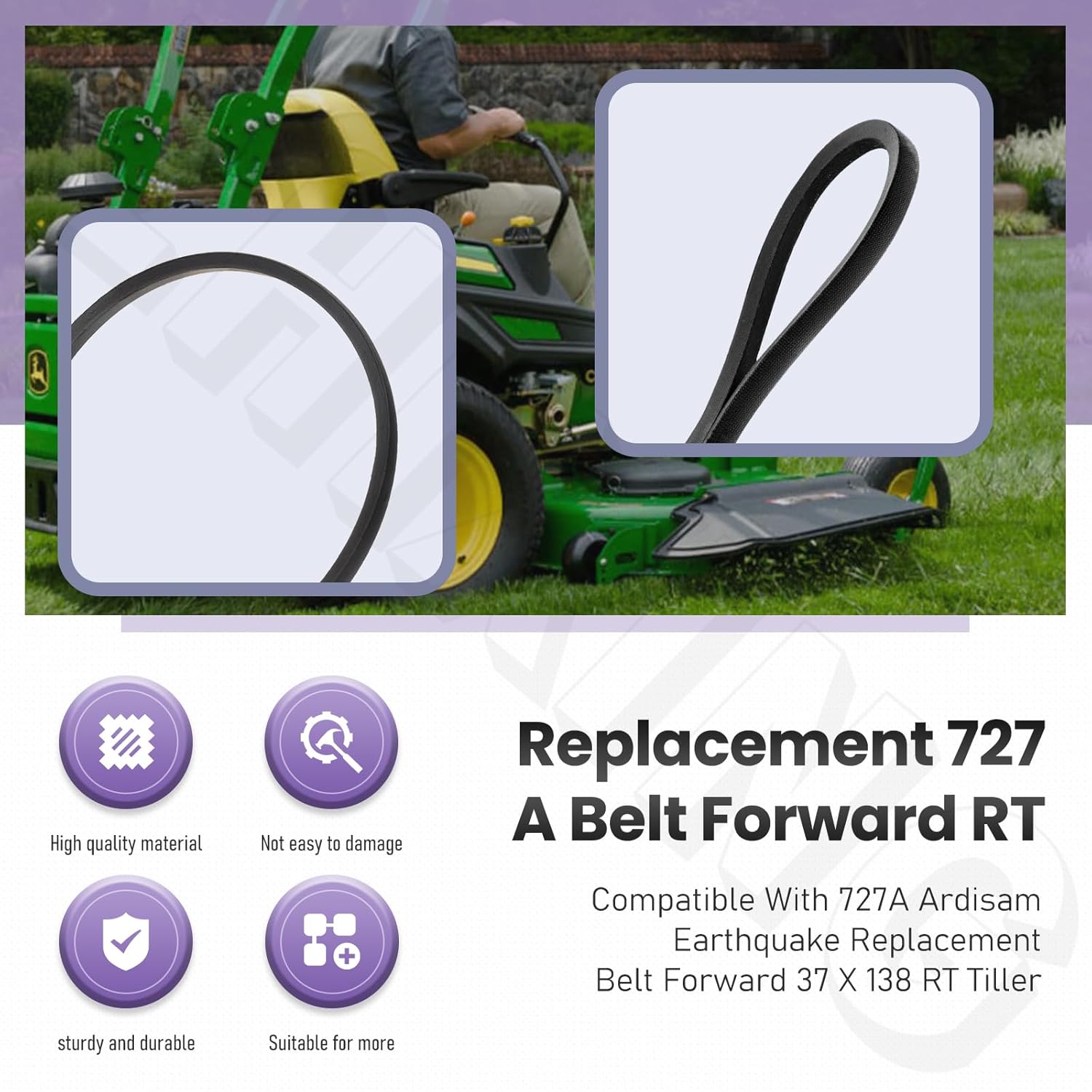Replacement 727A Belt Forward RT 37 X 138 - Compatible with Earthqua-ke Tiller Lawn Mower