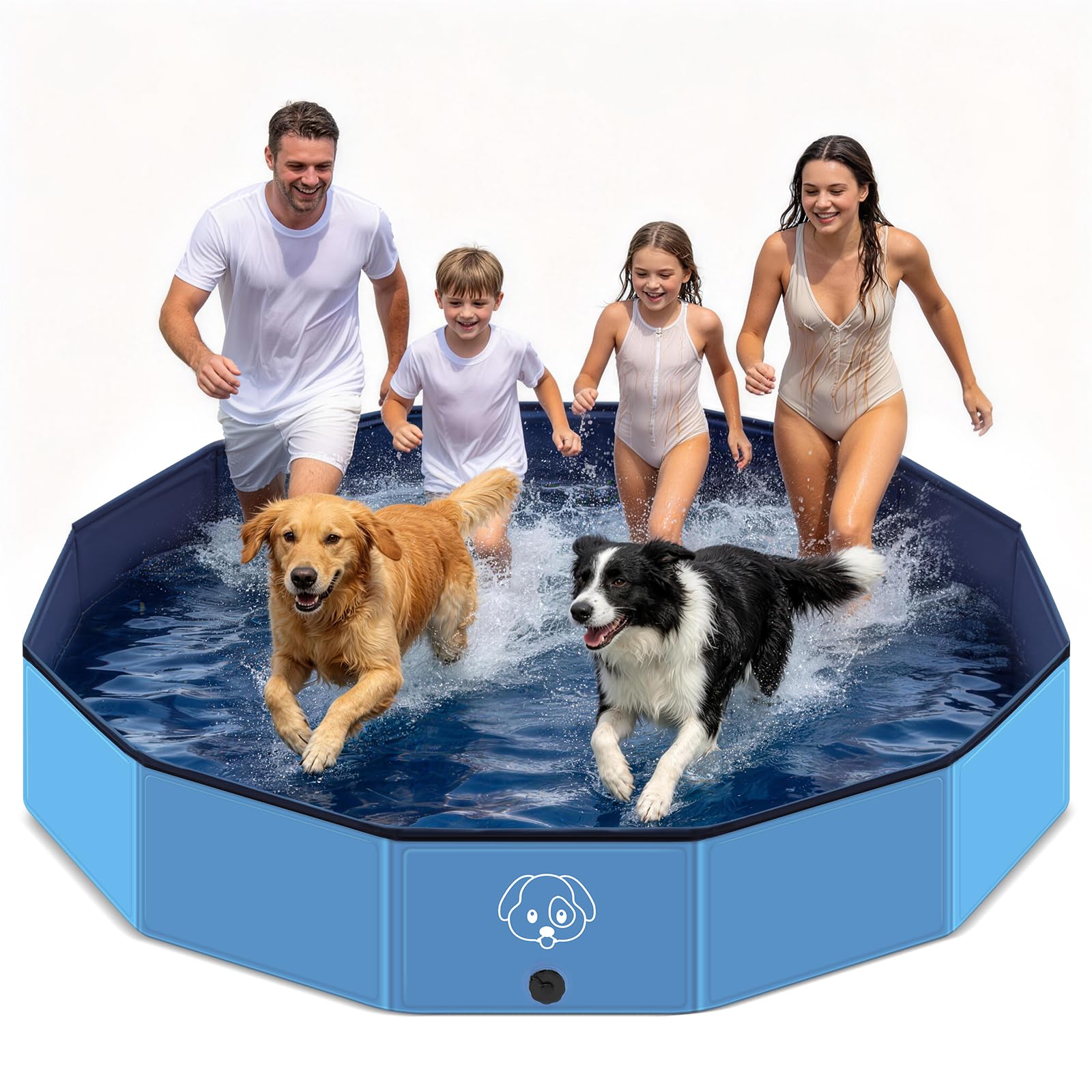 Hundepool große Hunde Anti-Rutsch PVC Faltbare Tragbar Hunde Planschbecken 200x30CM Outdoor Garten
