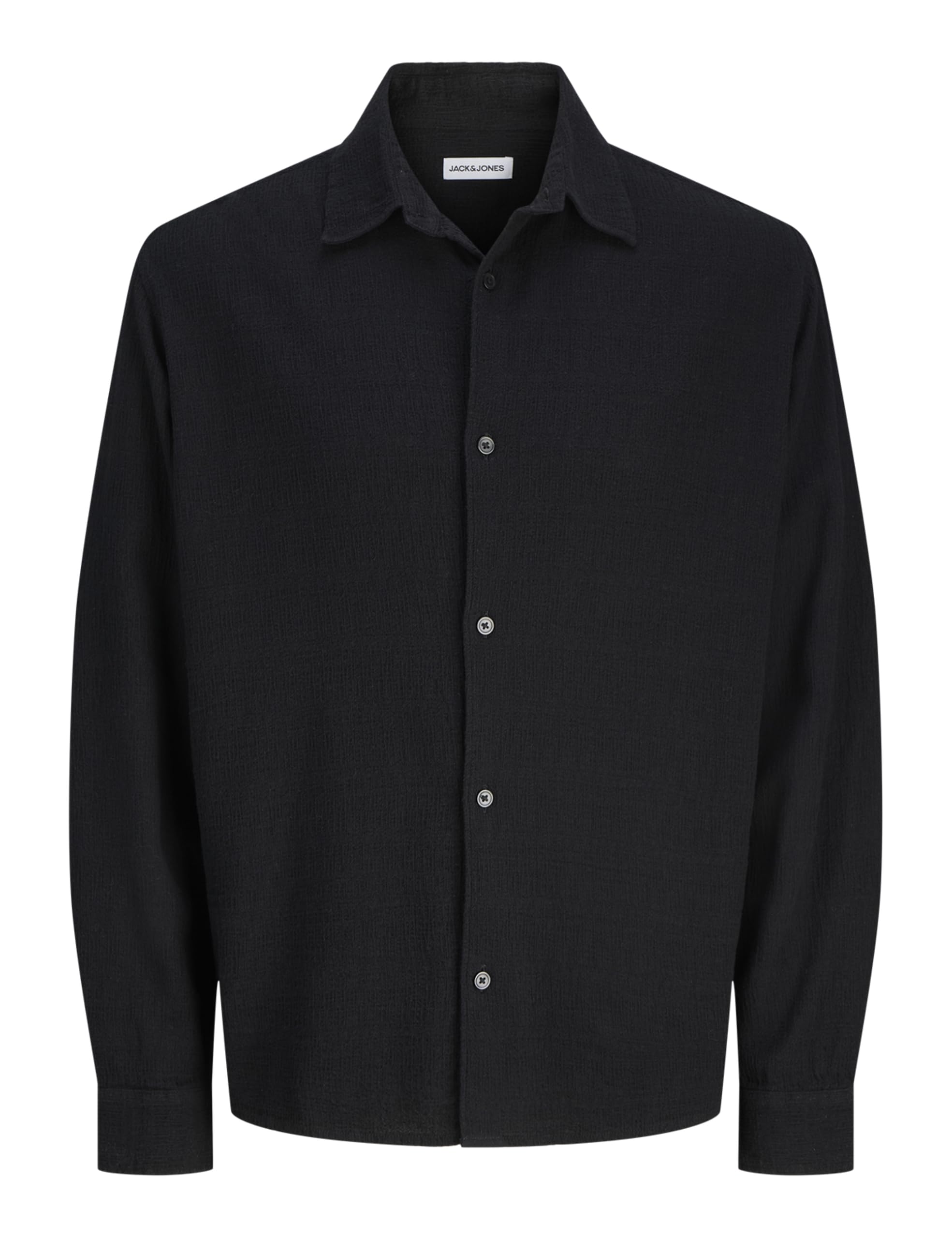 JACK & JONES Jjleo Jacquard Shirt Ls, Black, XS