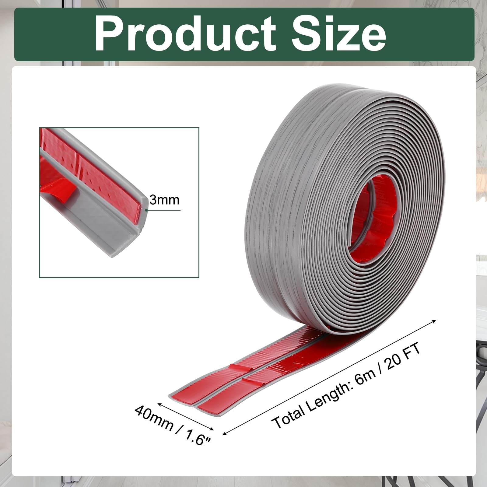 QUARKZMAN Nakrycie ścienne, samoprzylepna ochrona krawędzi mebli, okładzina ścienna do dekoracji narożników meblowych, szare drewno 0,12" x 3,5 x 20 m