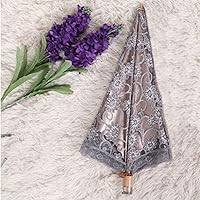 Vista 3 de Orgrimmar Sombrilla de encaje para mujer, protección UV, UPF 50+, ligera y portátil, plegable, color negro