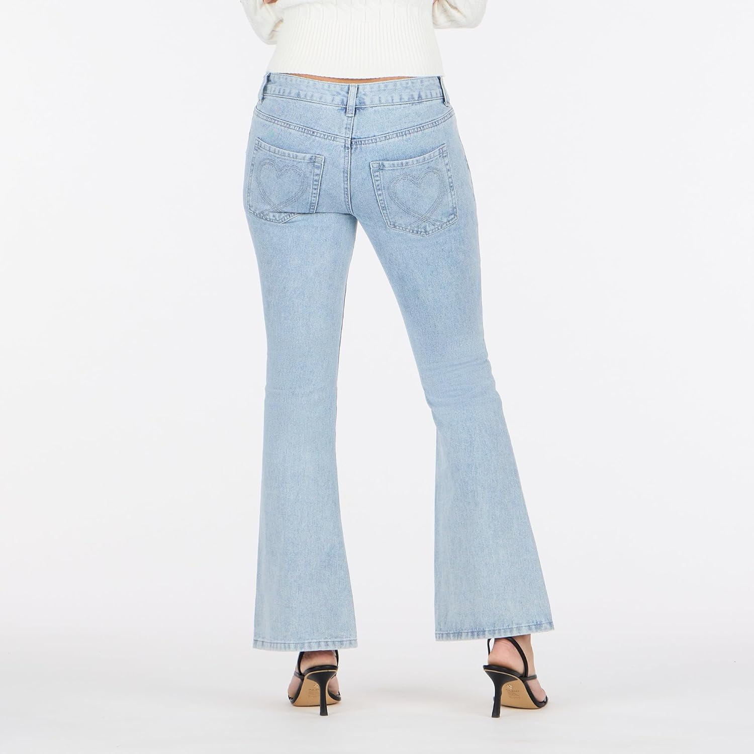 Forever 21 Womens Low Rise Heart Stitch Flare Jeans - Image 5