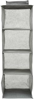 SEWACC Cotton Linen Hanging Closet Organizer 4 Layer Foldable Storage