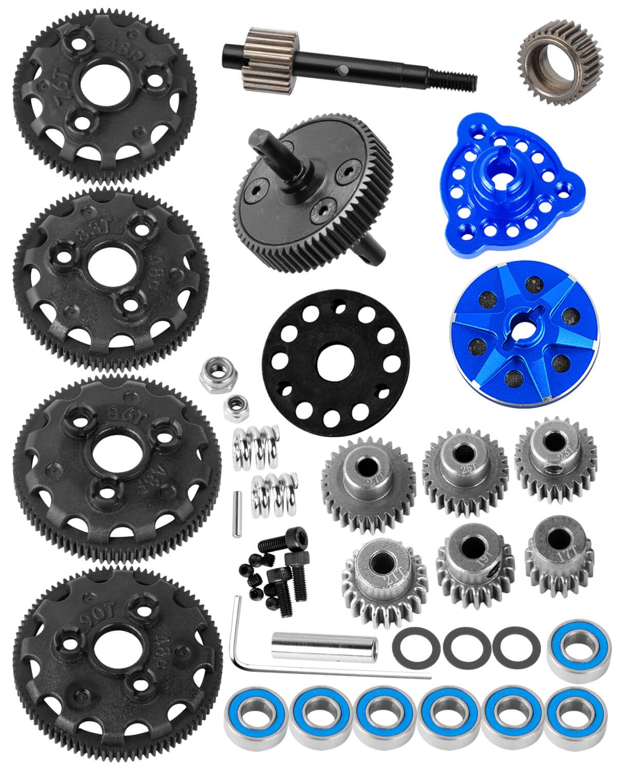 RCYouHott RC 76T 83T 86T 90T Spur Gear(48-Pitch) Transmission Gears Spur Gear with 17T/19T/21T/23T/25T/27T Pinions Gear Upgrades Part for 1/10 Slash/