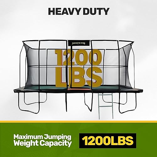 Miniatura 3 de JumpKing Trampolín rectangular para exteriores con recinto, escalera y red, cama elástica recreativa grande para niños y adultos, cumple con ASTM