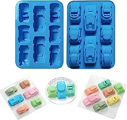 Molde de silicone para carro, molde de bolo de silicone 8 em 1, molde de mousse de bolo de silicone para carro esportivo, molde de pão feito à mão para carro de 8 cavidades (2 peças)