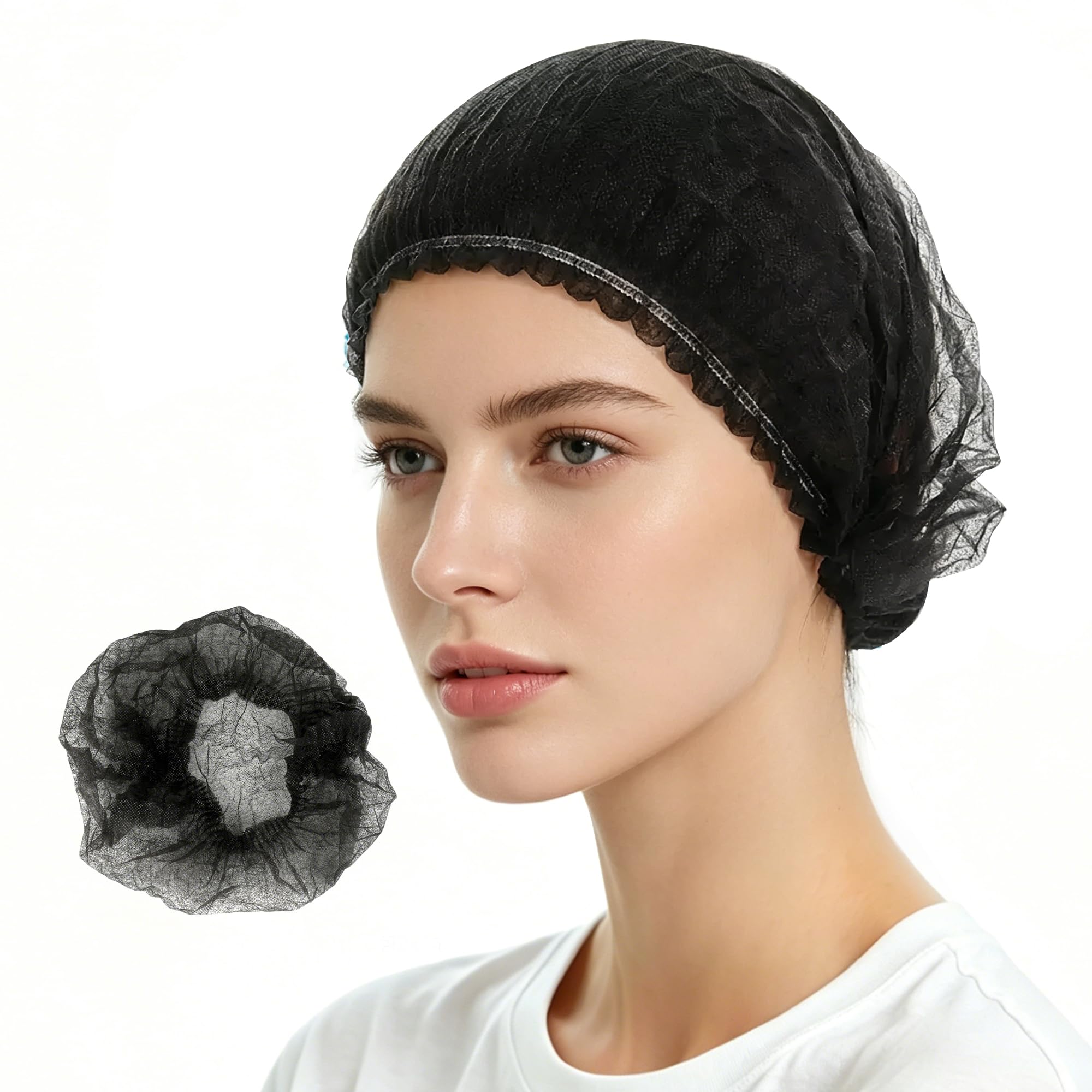 21" Disposable Non-Woven Bouffant Cap &amp; Hair Net, 100 Count