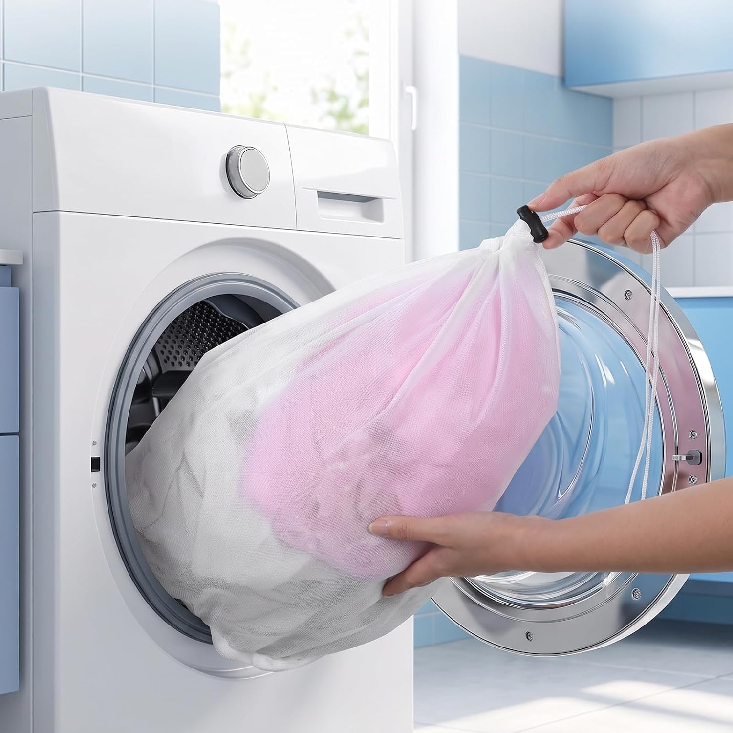 Mesh Drawstring Laundry Storage Bags 4 Pack