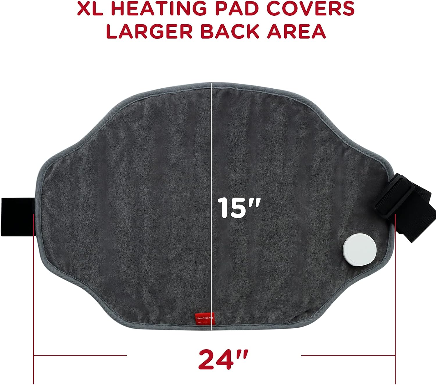 Upgraded Heating Pad for Back Pain Relief, Comfytemp XL Electric Heated Back Wrap with Strap, 9 Heat Settings, 5 Auto-Off, Stay On, Backlight for Cramps, Waist, Lumbar, Abdomen, 15"x 24" - Washable : Health & Household