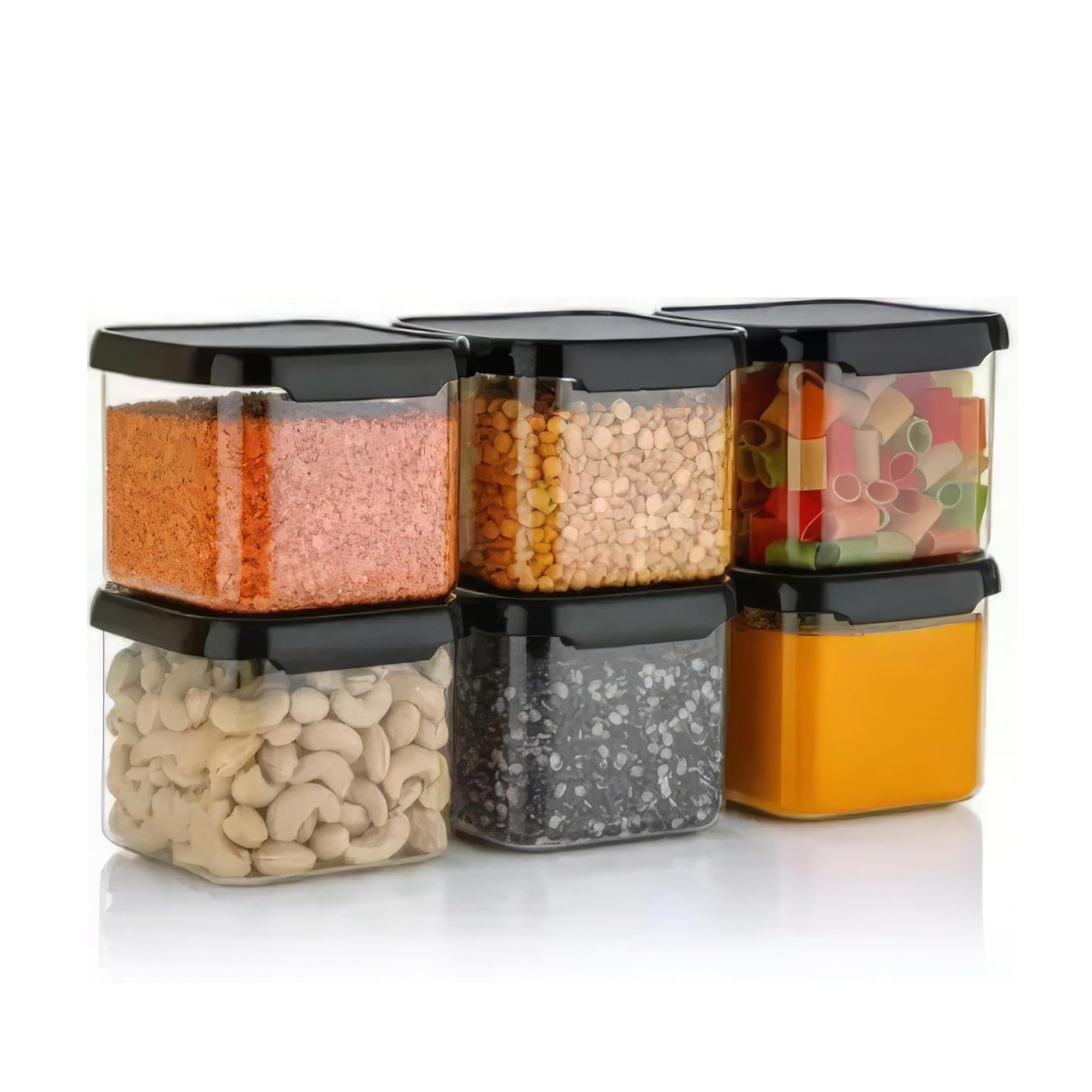 Airtight Containers Set for Kitchen,Storage Box and Organiser, Food Grade, Containers Storage Box, Pantry Organization, Kitchen Accessories Items for Home (500Ml Set Of 6) Transparent