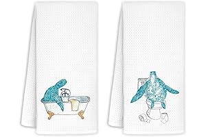 Funny Blue Sea Turtle Decorative Bath Hand Towels for Bathroom Set of 2
