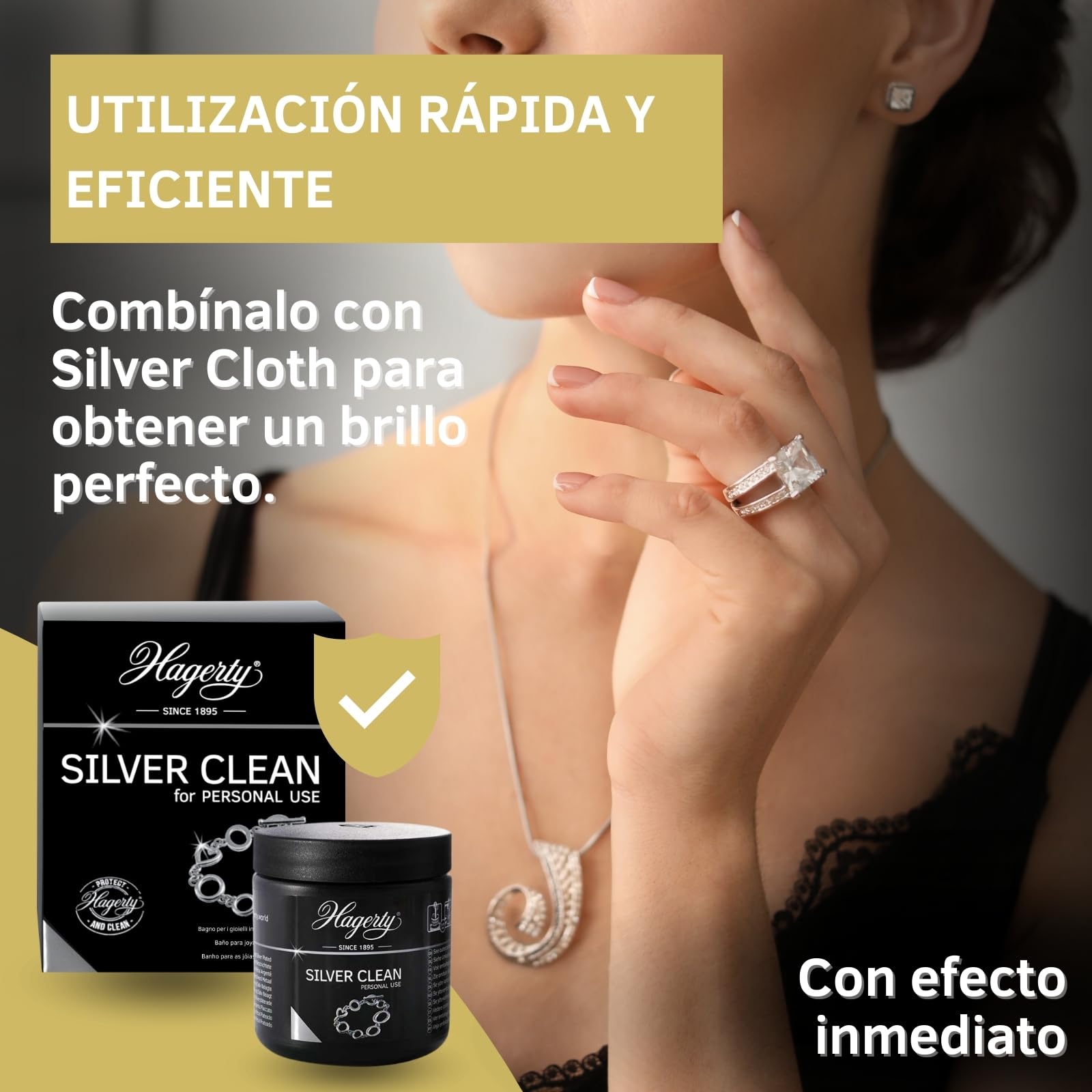 Hagerty Silver Clean Baño de Inmersión Limpia Plata 170 ml con Cesta