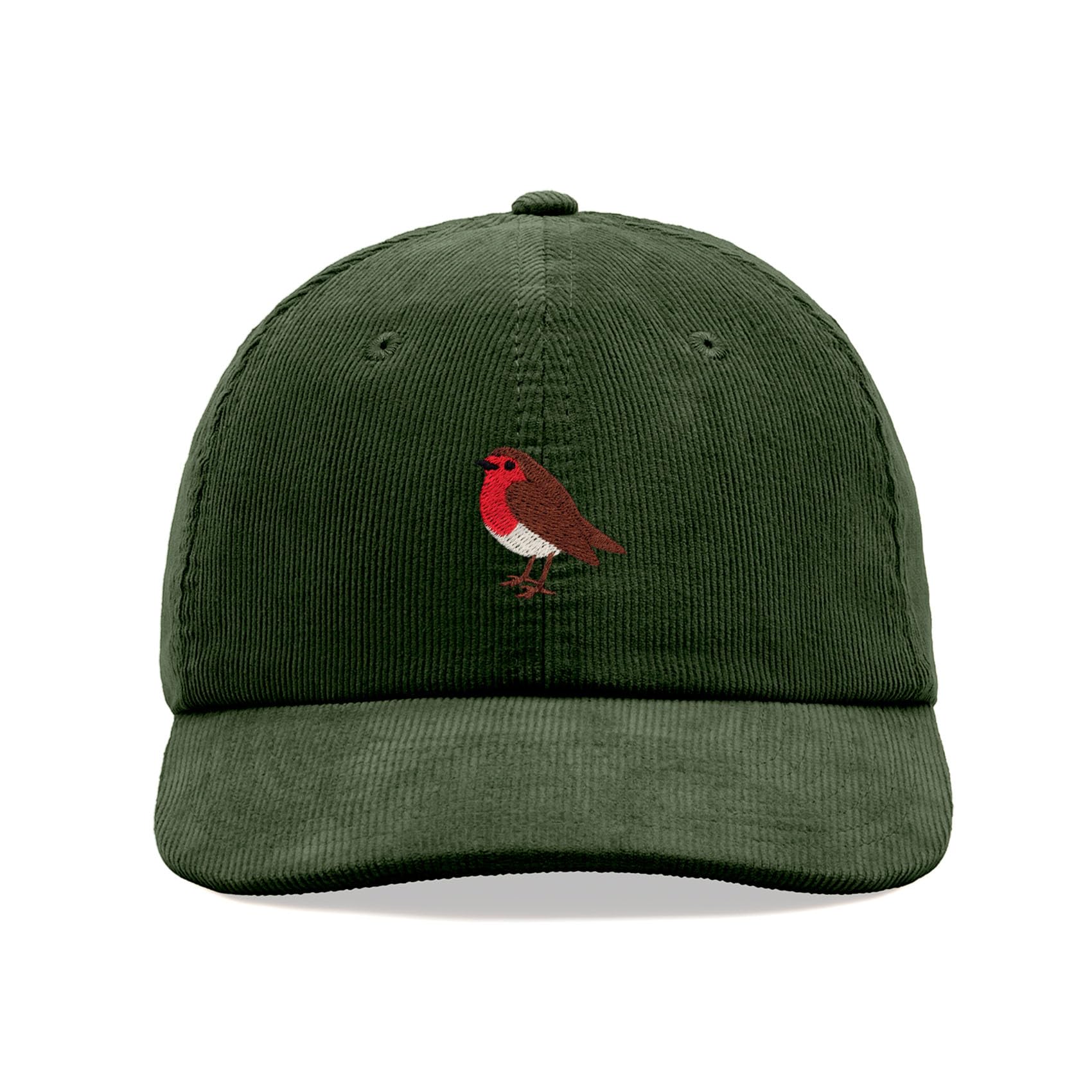 Cap Base Unisex Dark Olive Robin Corduroy Baseball Cap Vintage Dad Hat Adjustable Bird
